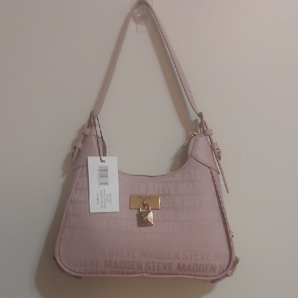 Steve Madden Blush Pink Shoulder Bag with Gold Lock Accent